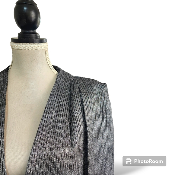 Lavish Alice | Rare | Metallic and Stripe Collarless Cape Blazer | Size 10 - Picture 4 of 13